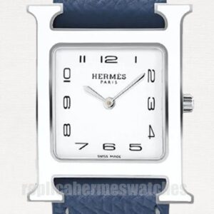Hermes Heure H Quartz Ladies W044899WW00 Leather Strap Silver-tone